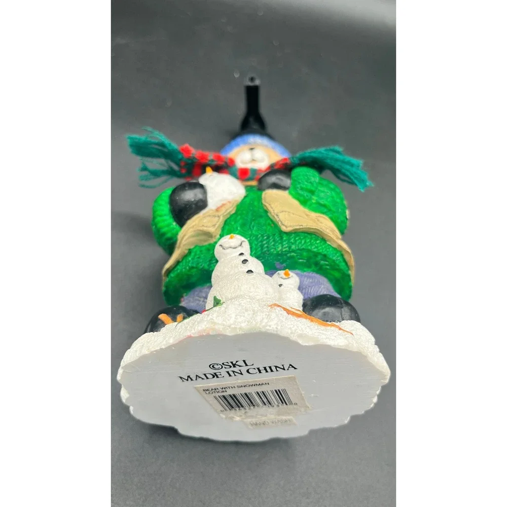 Vtg‎ Christmas Teddy Bear Snowman Resin Soap Lotion Dispenser Winter Holiday 8